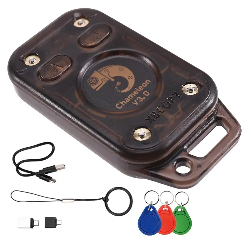 

ABJF-Chameleon V3.0 Reader Writer RFID Smart Chip Reader+ 2XUID Keychain Smart Card Emulator ID IC 125K 13.56M Tag Copyer