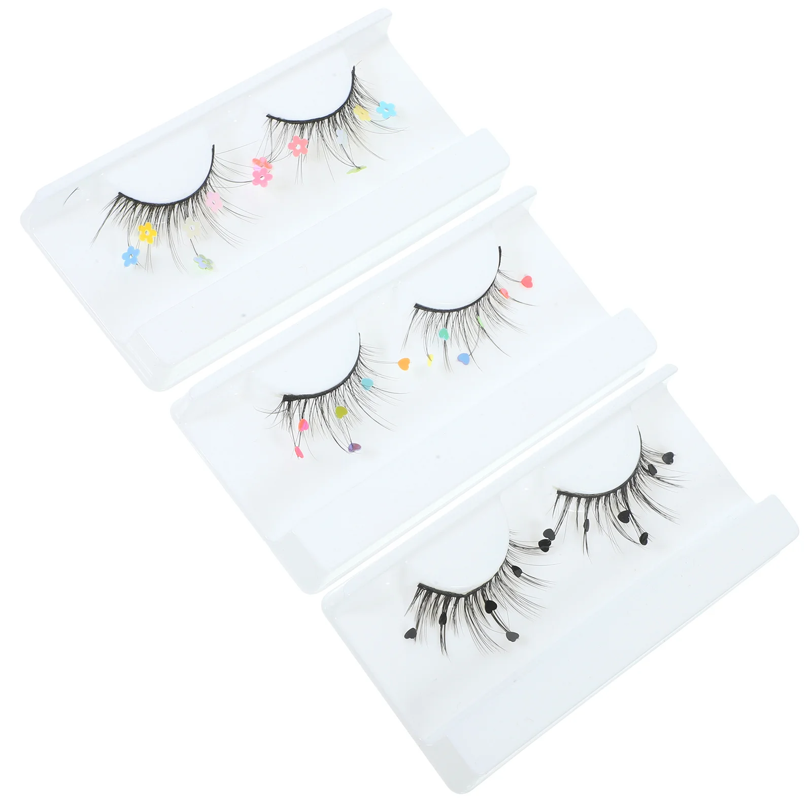 3 Paires de Cils à Paillettes, Cils Colorés Finement Traitées, Extensions de Cils pour Maquillage Quotidien, Faux Cils Colorés