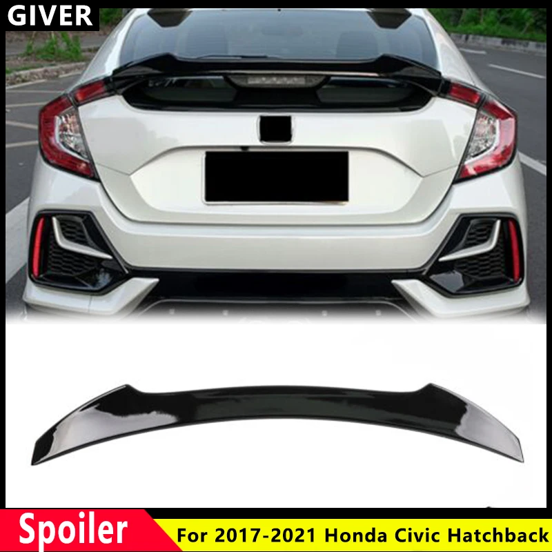 

For 2017-2021 Honda Civic Hatchback Rear Trunk Lid Spoiler Wing Car Tailgate Flap Trim Decklid Lip Body car Accessories