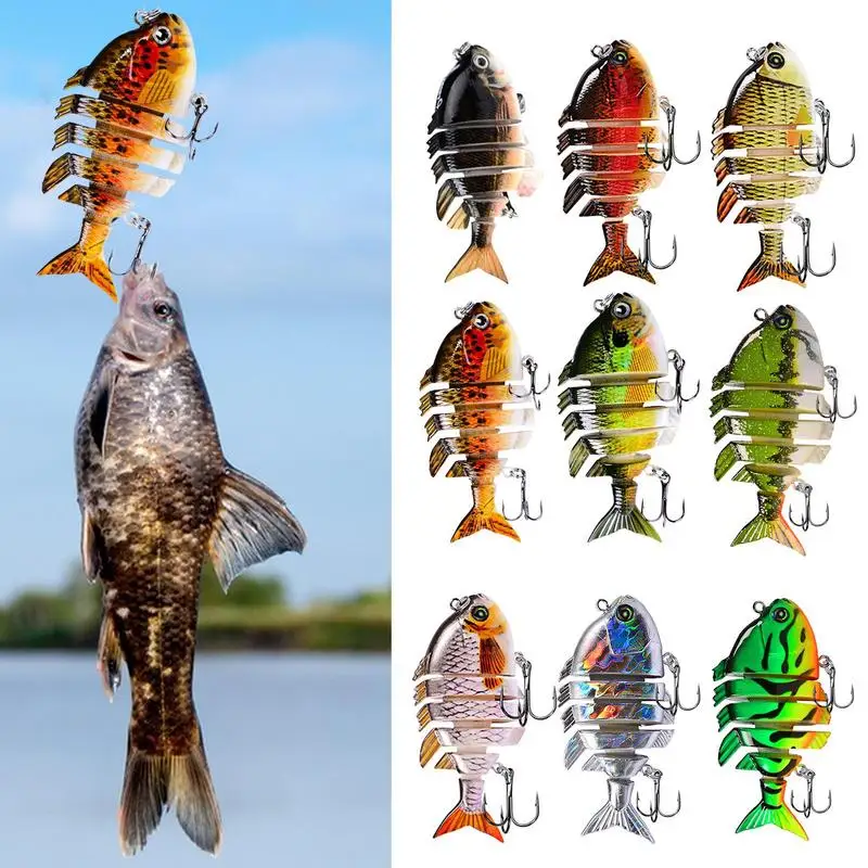 6-section Multi Jointed Fishing Lures 3pcs Fishing Swimbait With Treble Hooks Realistic Mini Crankbaits Fishing Gear Swim Baits