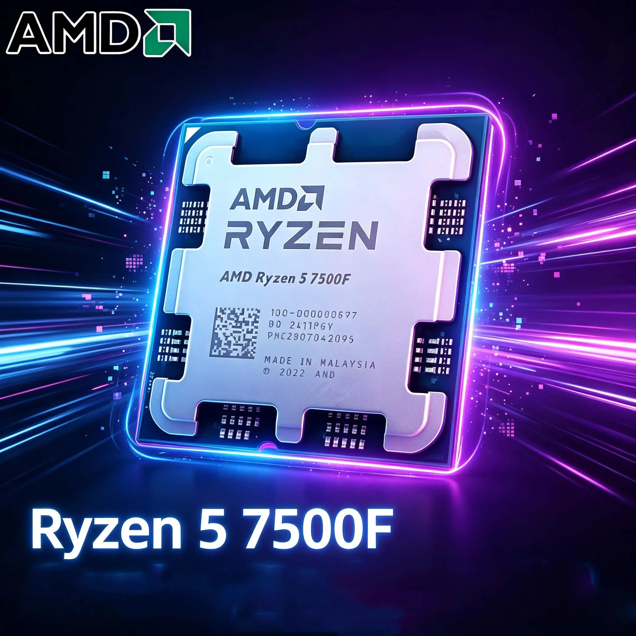 AMD Ryzen 5 7500F R5 CPU 3.7GHz 6-Core 12-Thread 5NM L3=32M OPN 100-000001015 AM5 Gaming Processor – New Tray