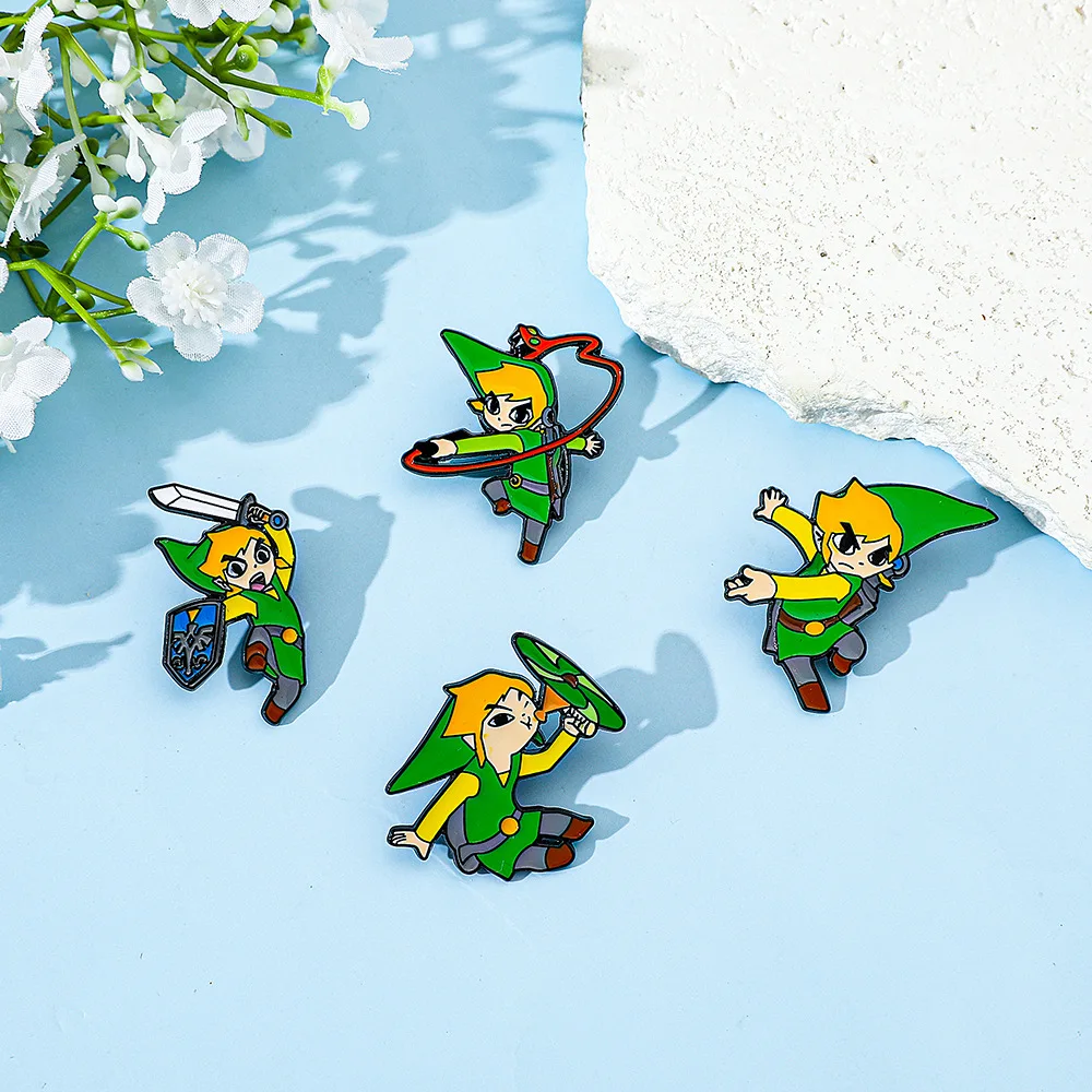 Cartoon Character Brooch Cute Warrior Sword Enamel Pin Metal Badge Jewelry Clothing Backpack Accessory Gift for Friends