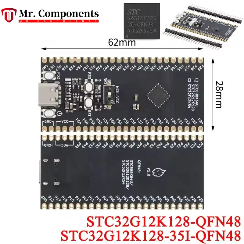 STC32G12K128-QFN48 STC 32G12K128 STC32G12K128-35I-QFN48 Core Function Learning Board Development Board Module Type-C Interface
