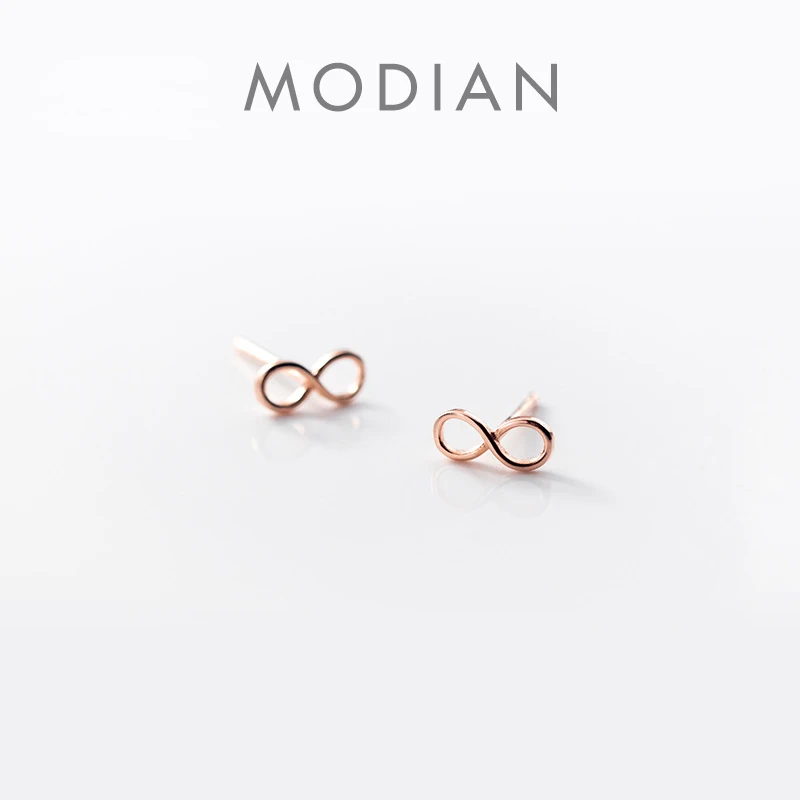 MODIAN Valentine's Gift Classic Eternal Infinite Love Stud Earring for Women 925 Sterling Silver Simple Ear Pin Fine Jewelry