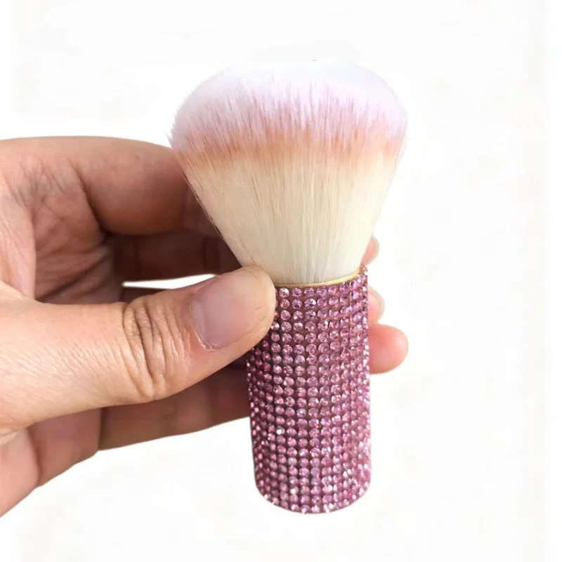 1Pcs Fully Attached Diamond Handle Nail Dust Brush Cleaning Dust Brush Fluffy Fat Head Makeup Brush Nail Art Tools