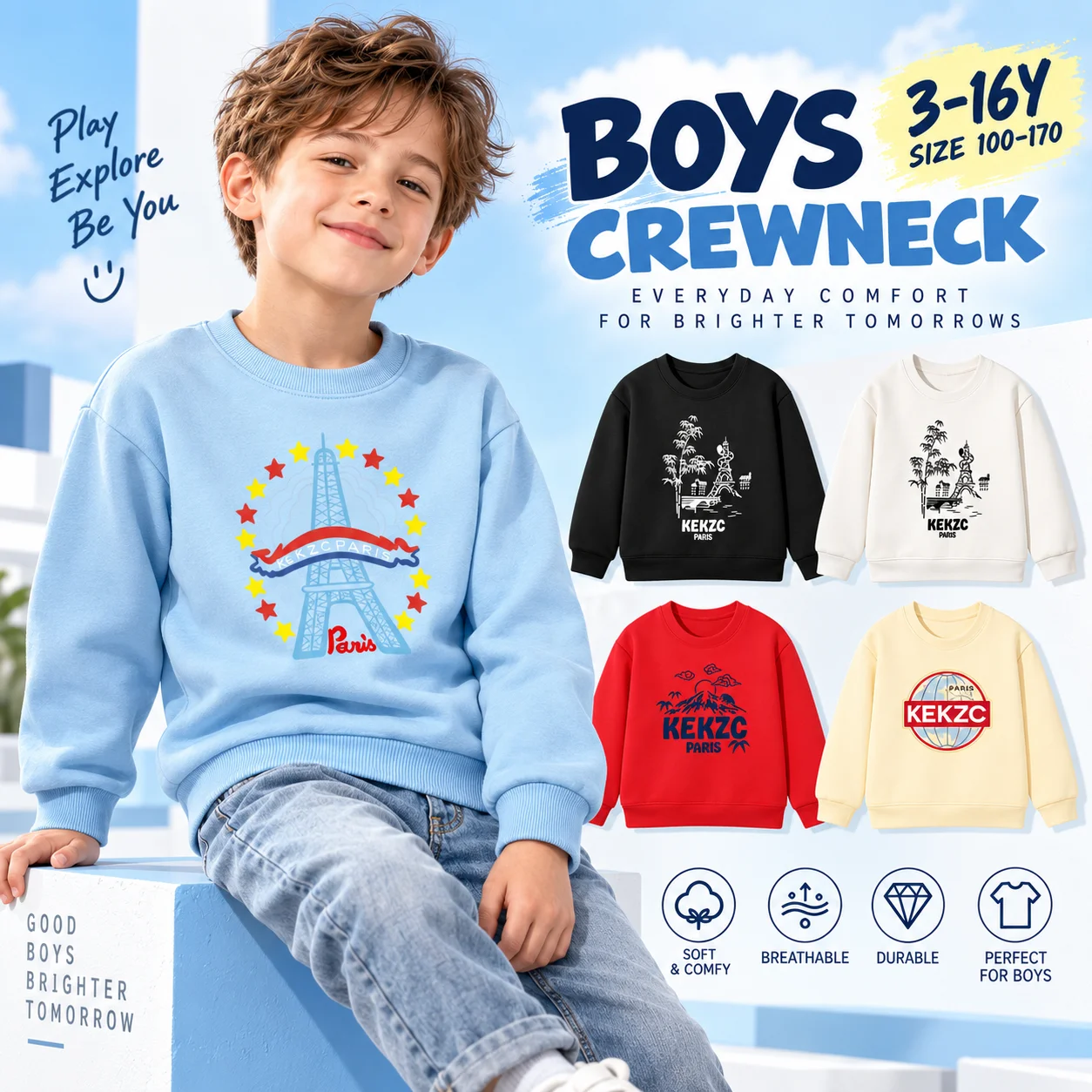 fashion Baby Boys winter clothing Kids sweatshirt cotton warm hoodie Landscape painting Print Long sleeves Children's pullover