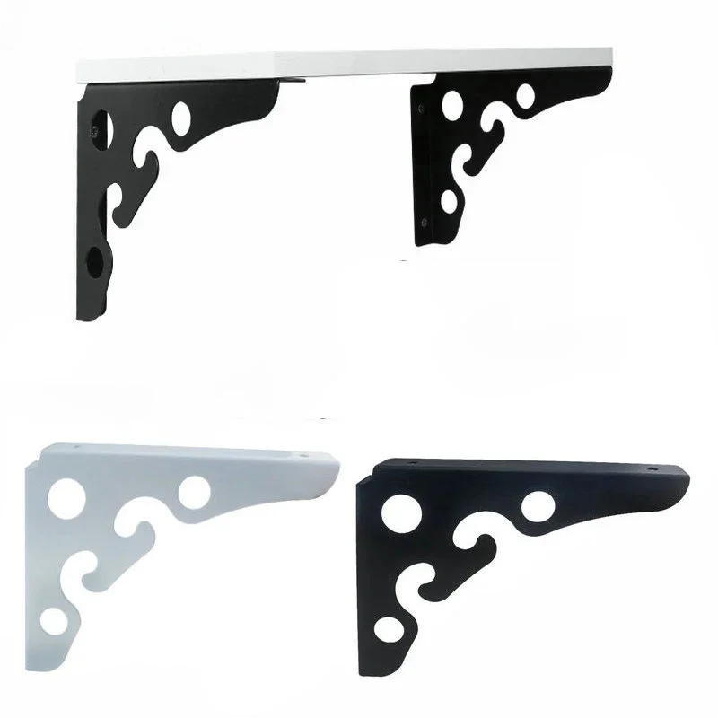 Black Adjustable Wall Mounted Triangle Folding Angle Bracket Heavy Duty 2 Pcs Set for Shelf Bench Table Support Hardware