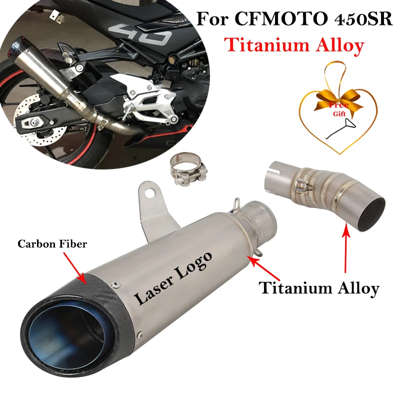 

Full Systems Slip On For CFMOTO 450SR 450 SR Motorcycle Exhaust Escape Titanium Alloy Middle Link Pipe Carbon Fiber Muffler
