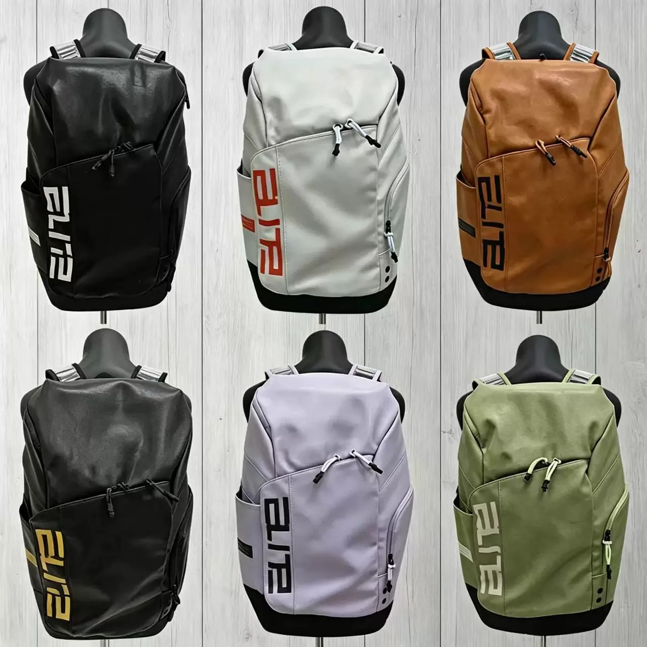 Elite Team Sports Basketball PU Leather Air Cushion Double Shoulder Computer Travel Backpack Trendy Star Basketball Bag