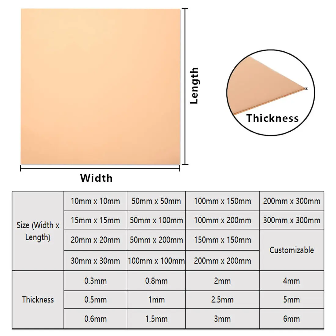 T2 Copper Sheet Thickness 0.1mm~0.3mm Guillotine Cut Metal Plate Jewellery Width 10mm~50mm DIY Pure Cu Metal Sheet