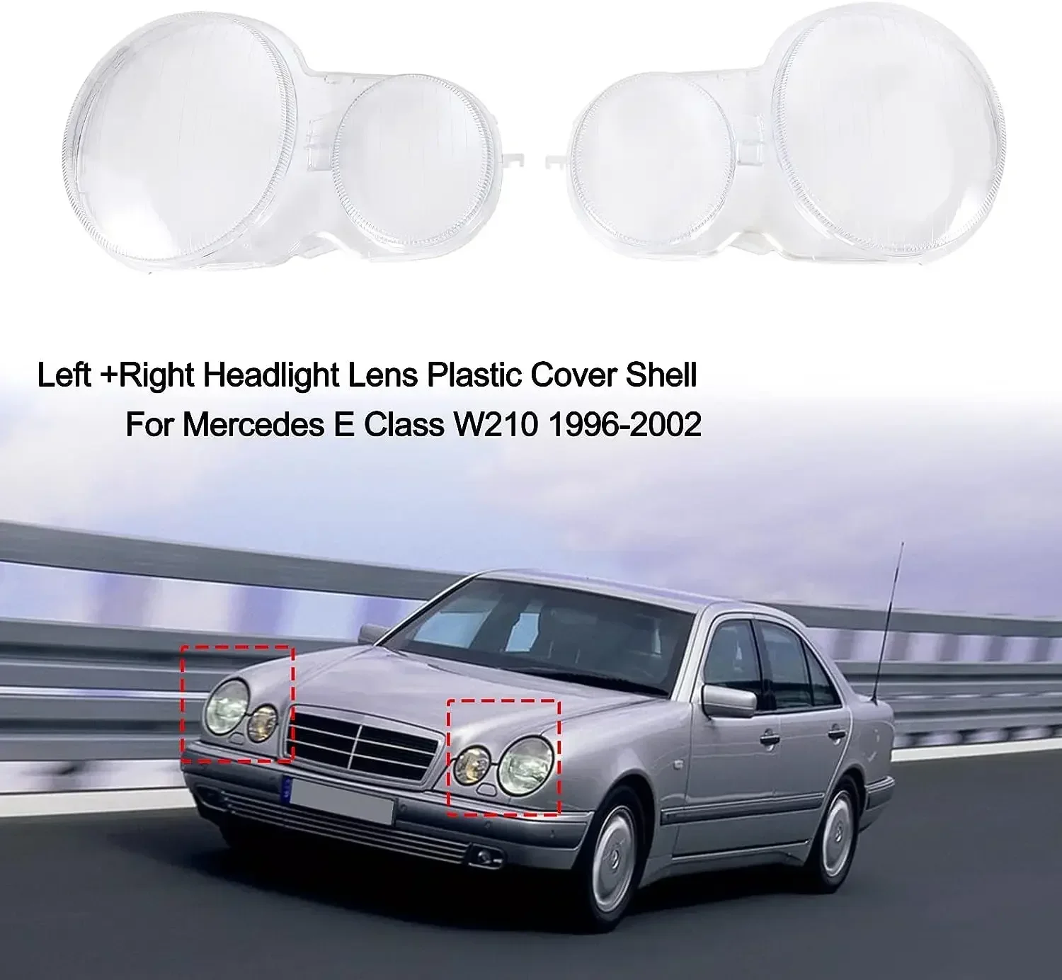 Крышка объектива автомобильной фары для Benz W210 E200 E240 E260 E280 E320 E430 1996-2003, прозрачный корпус фары, прозрачный абажур