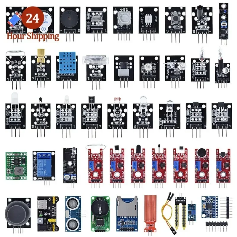 For Arduino 45 Kinds of Sensors Digital Temperature Humidity RGB LED Soil Buzzer Sound Ultrasonic Sensor Module UNO R3 MEGA2560