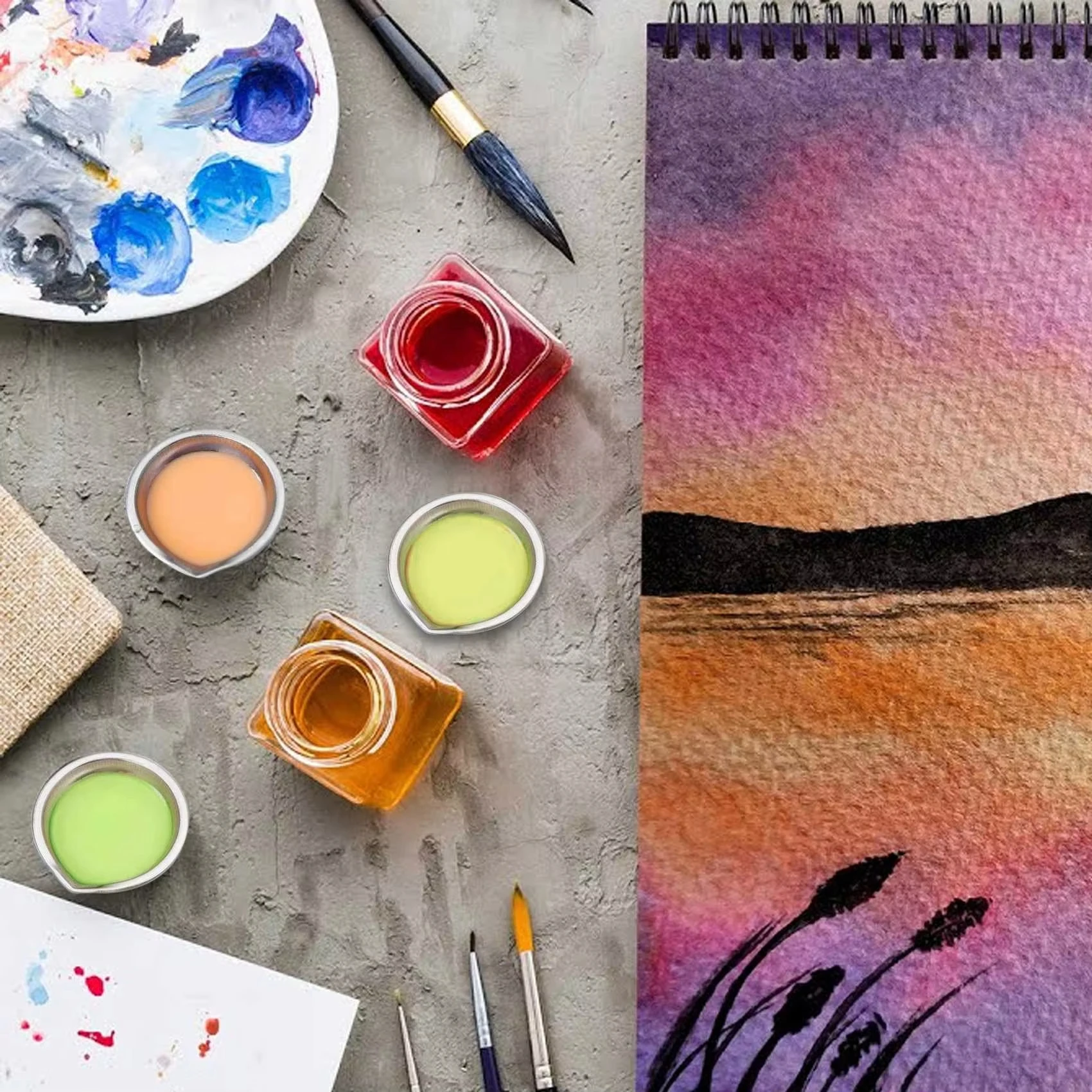 6/12 szt. Miseczki ze stali nierdzewnej do mieszania farb, łatwe do napełniania, tacka do odcieniowania kolorów farb, do pigmentów, akcesoria kosmetyczne