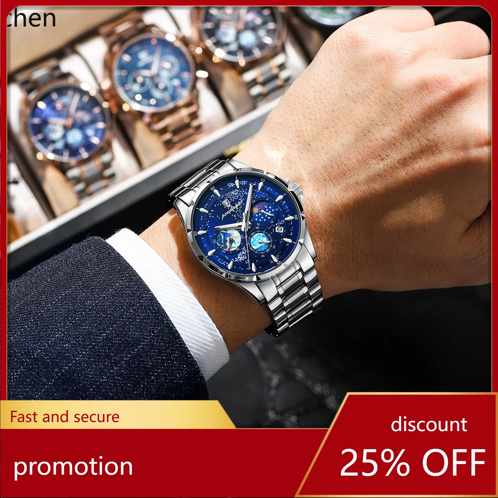 W5.9 New Multifunctional Luminous Men's Watch Waterproof Quartz Watch