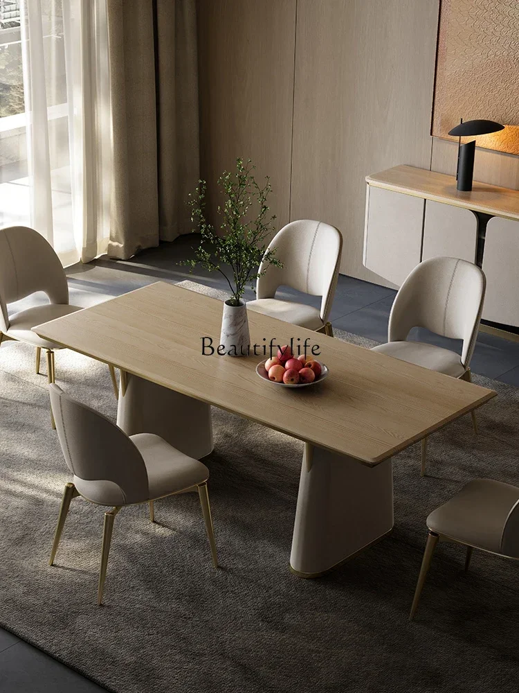 FG17Selenson Light Luxury Ash Rectangular Dining Table Italian South American Walnut Dining Table