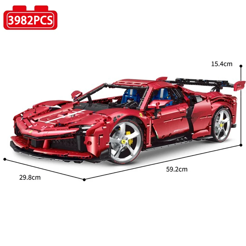 Sports Car Building Block para Crianças, High-Tech City, SF90, técnica, super velocidade, controle remoto, Racing Vehicle, Model Bricks Toys, MOC