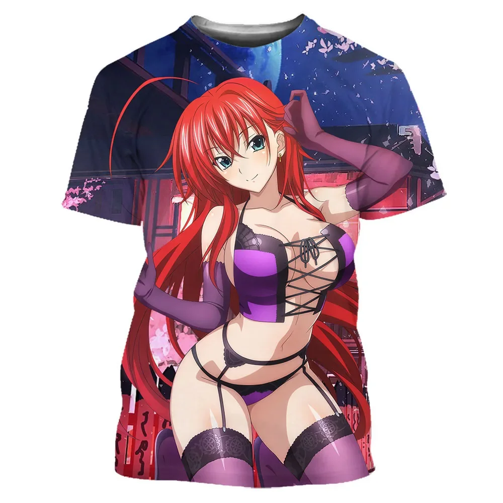 High School DxD 3D Printing Sexy Anime Cartoon T-shirt Street Clothing Summer Casual Relaxed Comfortable Breathable Fashion Top