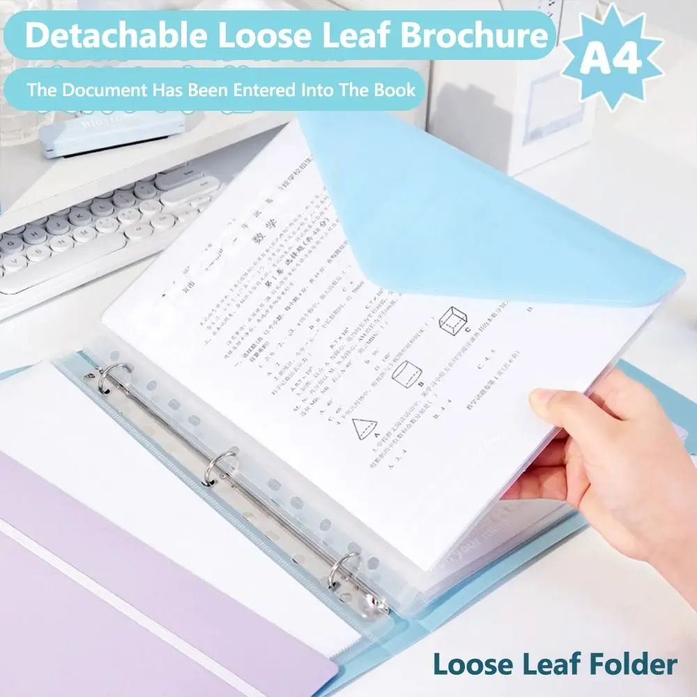 

Loose Leaf A4 File Folder Transparent Detachable Exam Paper Storage Bag Students Stationery Office Storage Booklet Gift