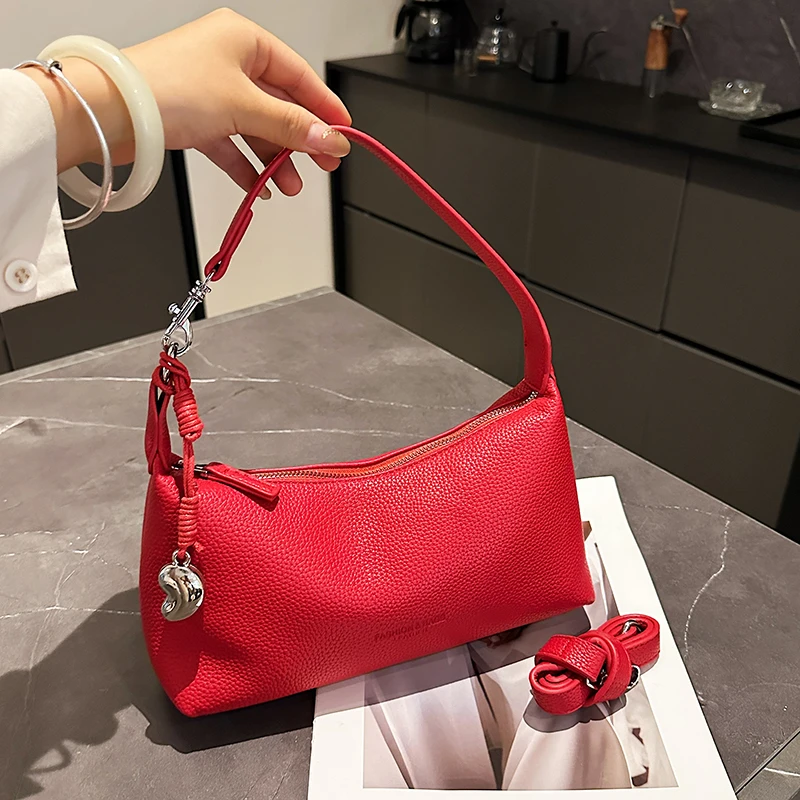 Solid Color Sewing Thread PU Large Capacity Shoulder Bags Women's Bags 2025 Hot Sale Zipper Design Hot Trendy Crossbody Bags