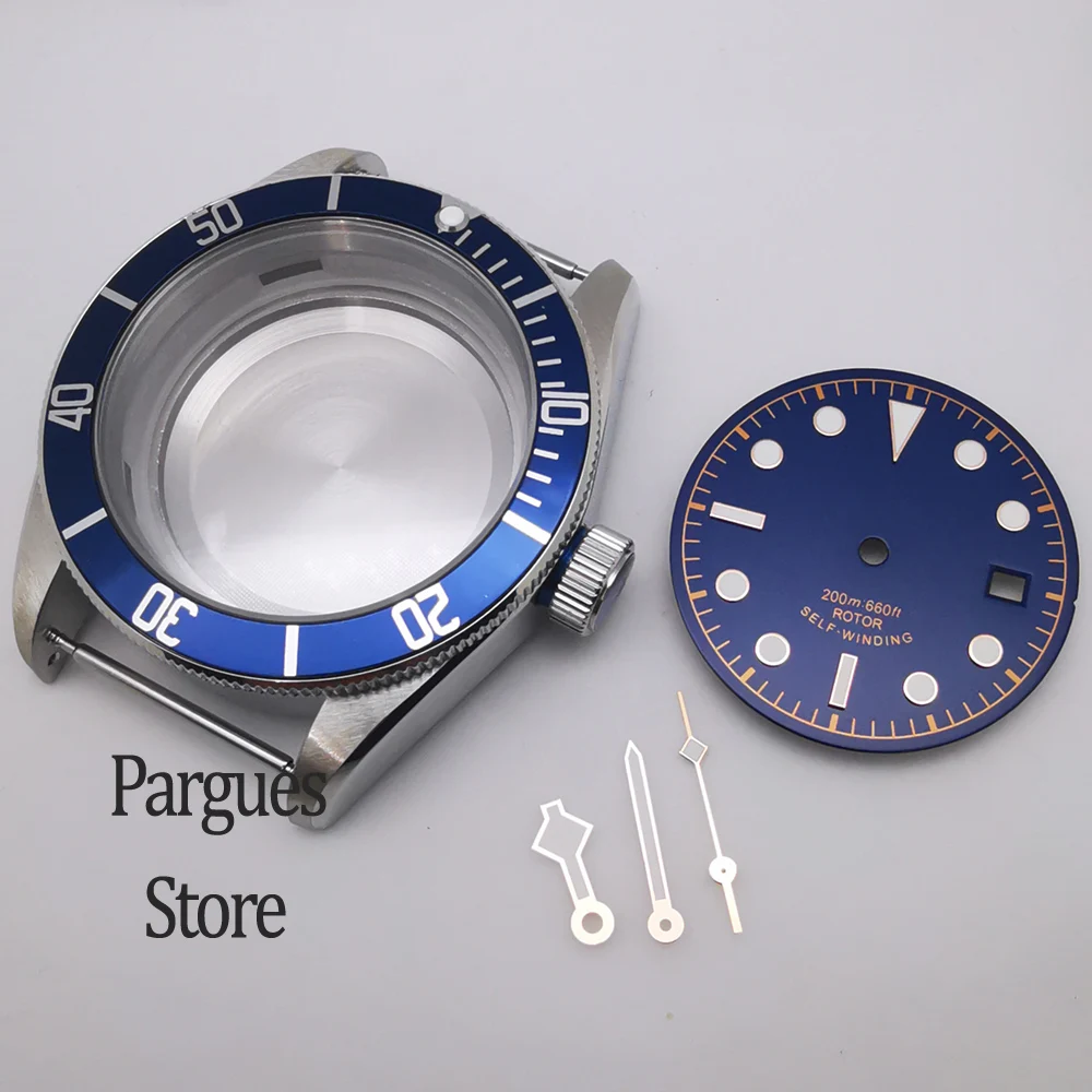 

41mm blue sapphire glass case sterile dial hands fit NH35 NH36 ETA 2824 Miyota 8205/8215 Mingzhu DG 2813 movement