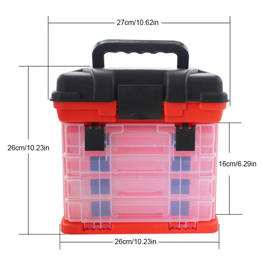 Double Layer Fishing Box with Handle Portable Fishing Suitcase Compartments Lightweight Accessories Multifunctional Fishing Tool