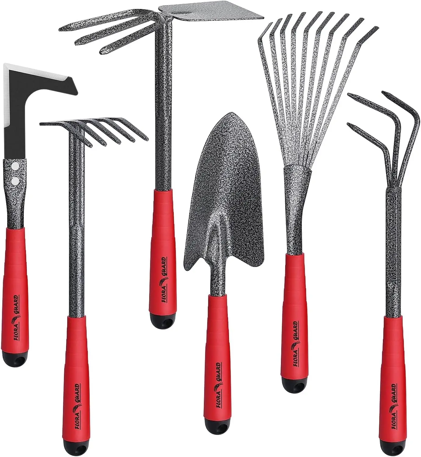 

6-Piece Heavy Duty Garden Tool Set with Trowel, Rake, Hoe & Weeder - Ideal Gift for Men and Women
