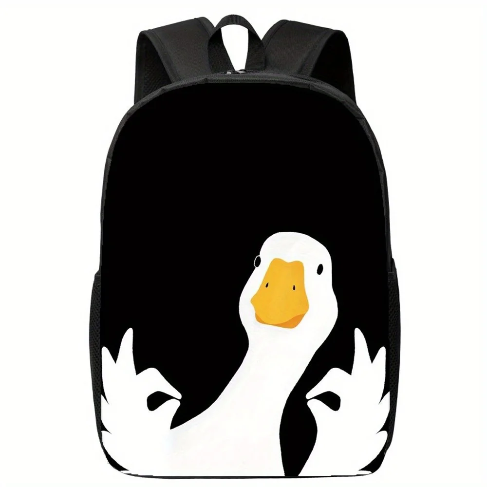 Casual Backpack, Laptop Bag, Black Carry-on Luggage, Adjustable Shoulder Strap, Sports Style, Cartoon Print Design