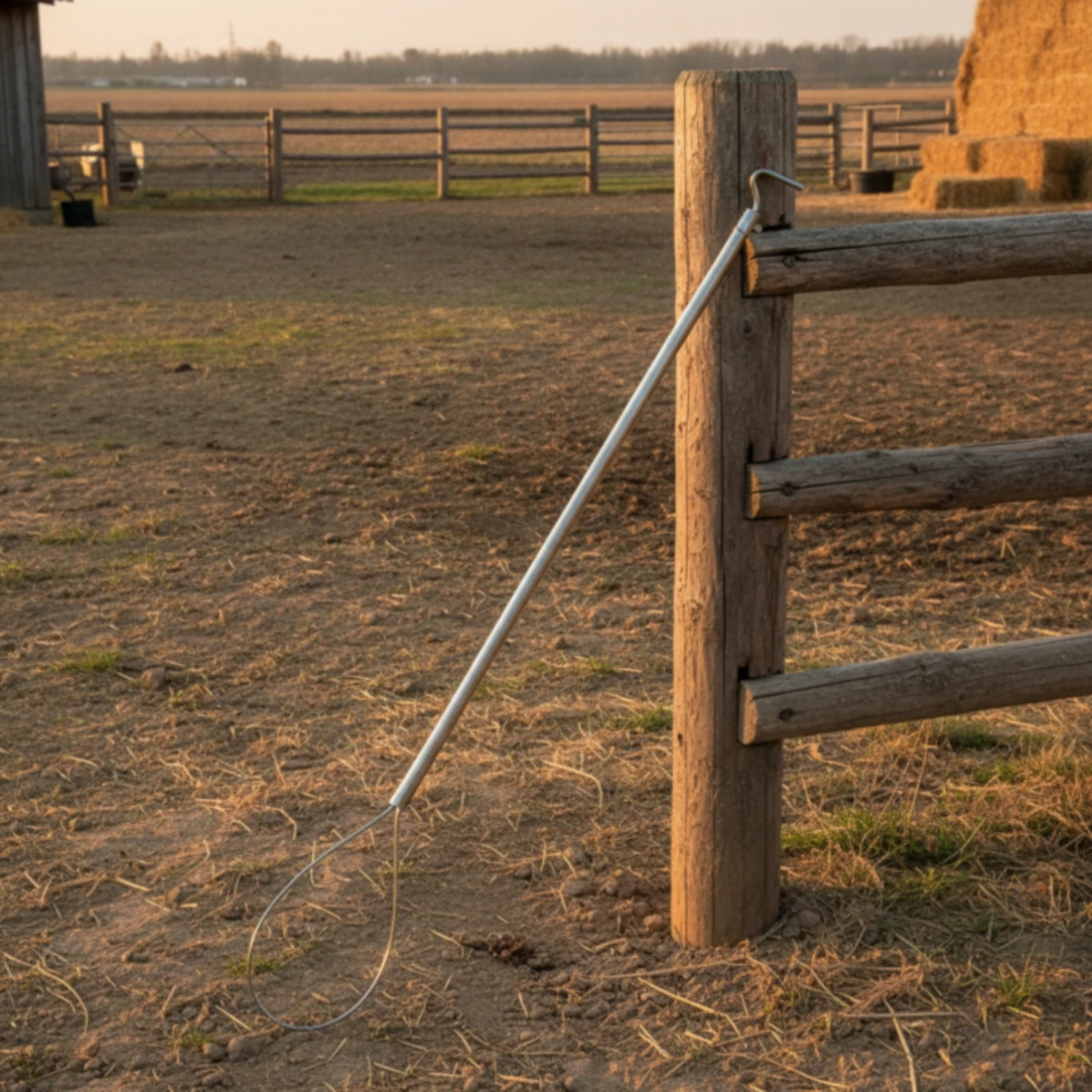 Long-Handled Pig Snare Professional-Grade Stainless Steel Pig Restraint Snare Livestock Catch Pole One-Hand Operation