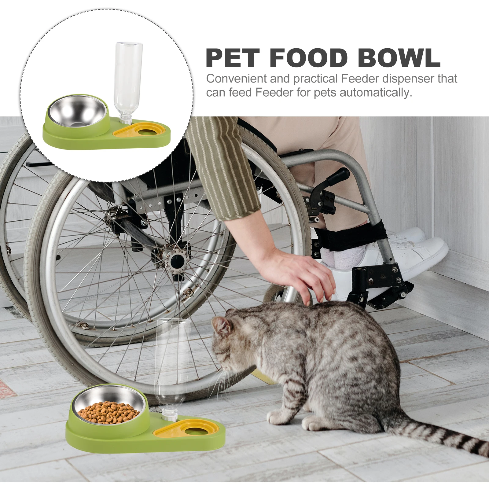 

Pet Automatic Feeder Green Anti skid Durable Bowls Food Water Dispenser Dog Cat Puppy Cage Small Animal Feeder Pet Supplies