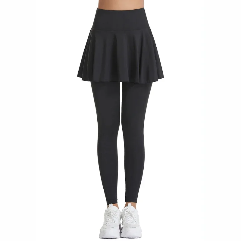 Fashions Pleated Skirt Pants Women Fake Two Piece Anti Shine Sports Tennis Skorts High Waisted Buttock Lift Fitness Workout Pant