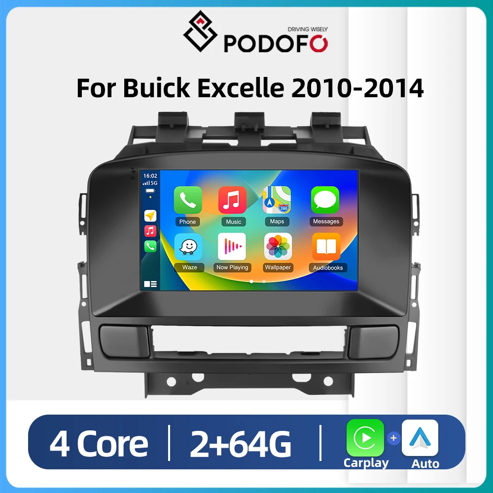 Podofo Android For Buick Excelle 2010-2014/Opel Astra J 2011-2012 Car Radio Multimedia Player Navigation Carplay NO DVD 2DIN