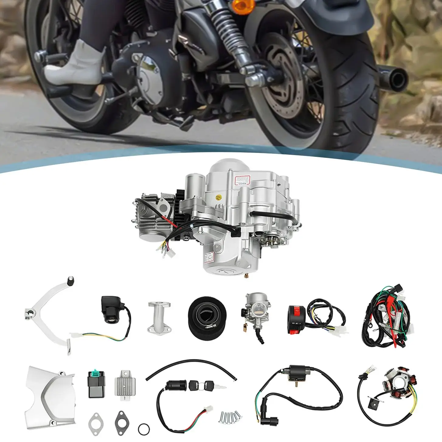 125CC 4 Stroke Semi Auto Engine Motor 4 Speed W/ Reverse for ATV Go Kart