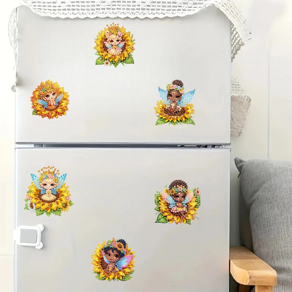 

6pcs 2D/Flat Acrylic DIY Diamond Painting Magnets Art Fridge Magnet Refrigerator Sticker for Adults Beginners Home Decor
