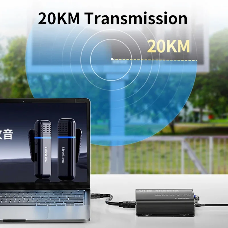 Unnlink 4K 60Hz HDMI KVM przedłużacz przez światłowód LC 20KM nadajnik-odbiornik