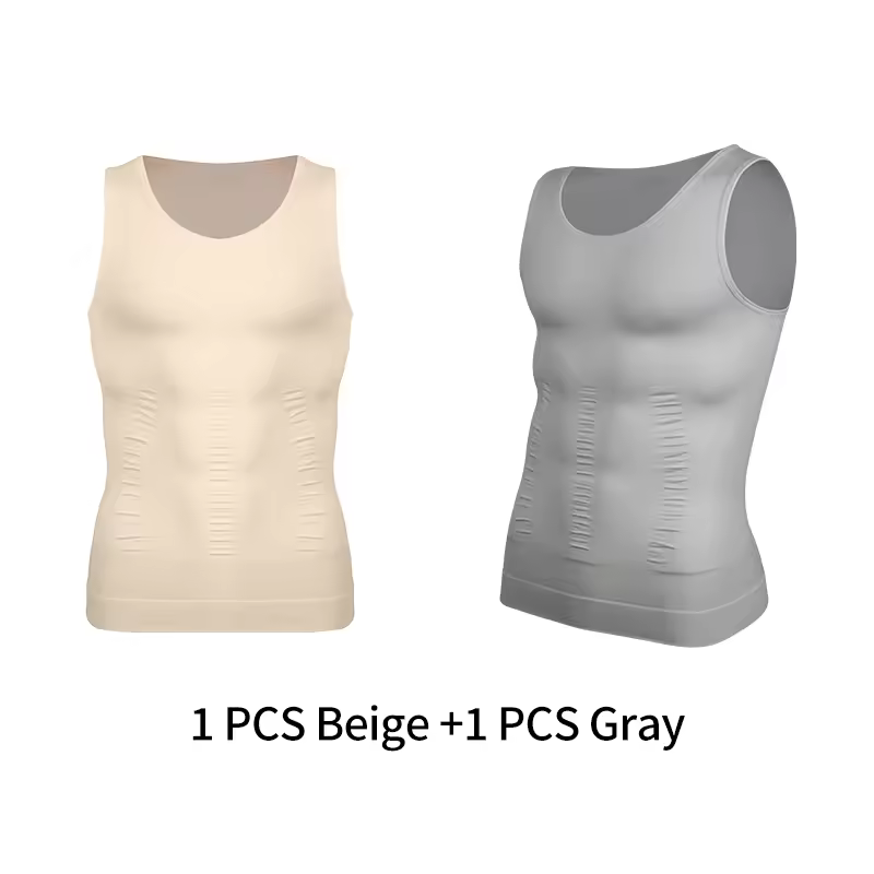 Mens Slimming Body Shaper Vest Shirt Abs Abdomen Slim Gym Workout Tummy Control Compression Tank Top Sleeveless Shapewear - Image 26