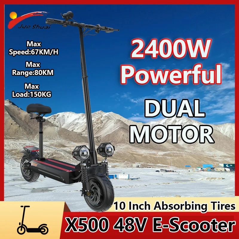 JUESHUAI Electric Scooter 11 Inch Shock Absorbing Tire E Scooter 2400W Strong Power Monopattino Elettrico 67KM/H Max Speed