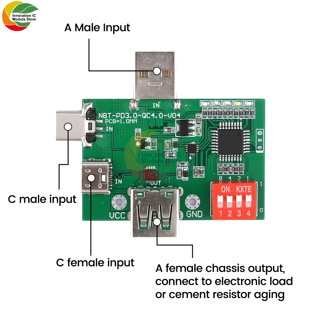 PD/QC3.0 2.0/PPS Deception Fast Charge Trigger Module Aging Board Test Board Adjustable Dial Code USB Type-C 5V9V12V15V20V