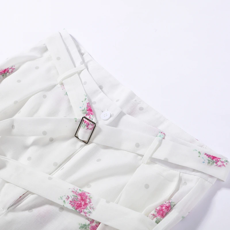 Eleganter bedruckter Damen-Westen-Hosenanzug, ärmelloses Oberteil mit Blumenmuster, plissiert, weit geschnittene Hose, Damen-Set, Sommer-Herbst 2026, Damen-Sets – Detail 29