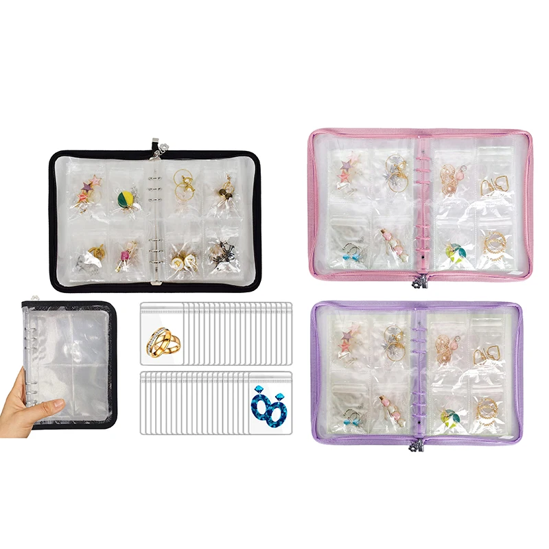 Earring Organizer Case Travel Jewelry Organizer Transparent Jewelry Storage Book For Necklace Bracelet Ring Holder With Bag