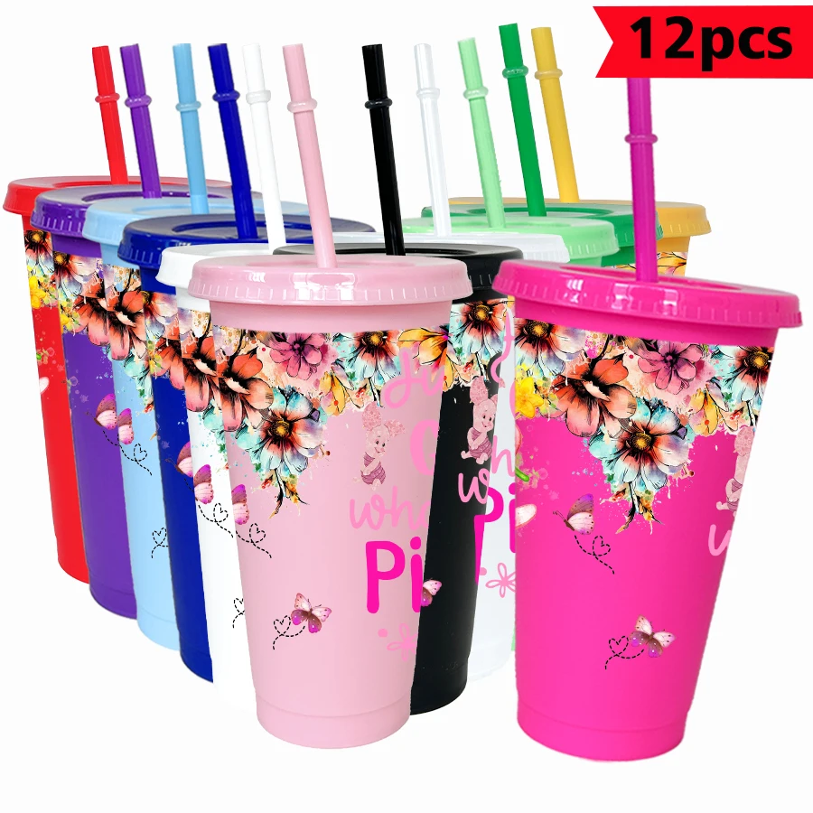 

12pcs/pack Disney sunflower piggy 26oz multicolor plastic water cup party drinkware birthday/back to school gift