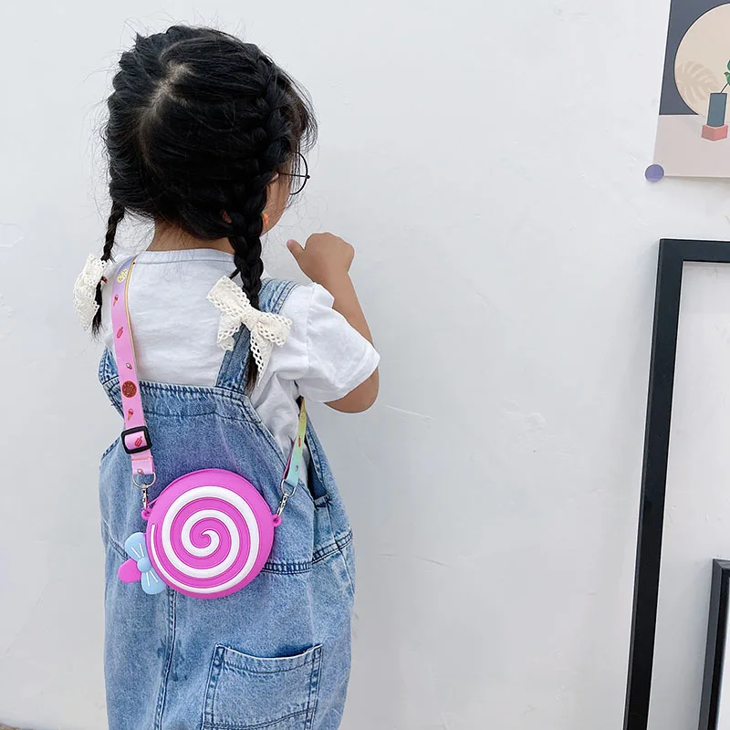 Kids Bags for Girl Cartoon Children Lollipop Baby Wallet Waterproof Silicone Children'versatile Crossbody Bag Mochila Infantil