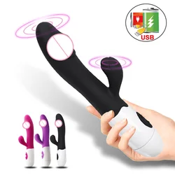 G Spot Vibrator for women Dual Vibration Silicone USB Erotic toys Sex shop Masturbation 2 in 1 Dildo Sex Toys for Women 18hop