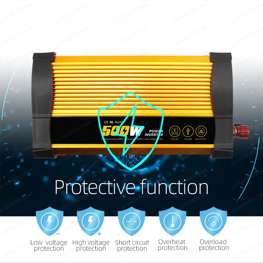 500W Digital Display Car Power Inverter Factory Sale Home Inverter 12V 230V DC AC Battery Voltage Modified Sine Wave 50Hz Output - view 3