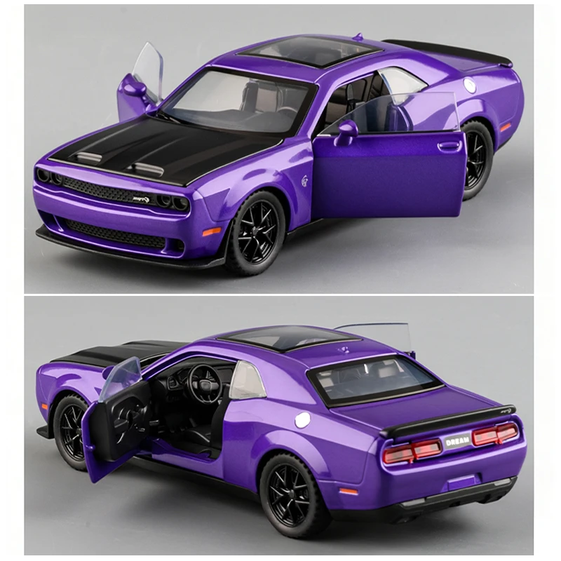 

Модель автомобиля 1:32 Challenger SRT, литая под давлением, имитация спорткара Hellcat, игрушечная машинка для мальчиков, подарок на день рождения/праздник