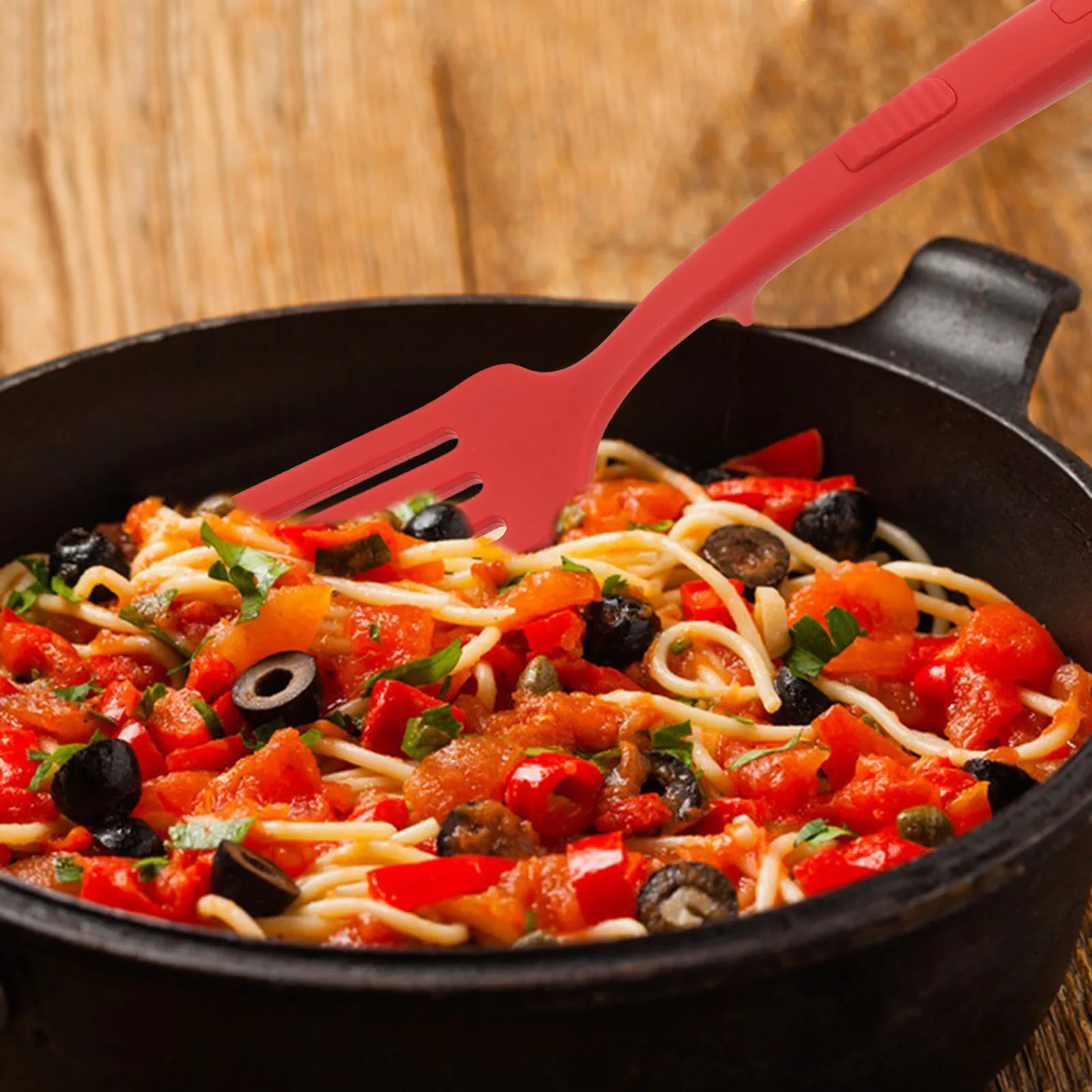 

Silicone Multifunctional Cooking Fork Heat Resistant Nonstick Long Handle Fork Stirring Mixing Serving Pasta Kitchen