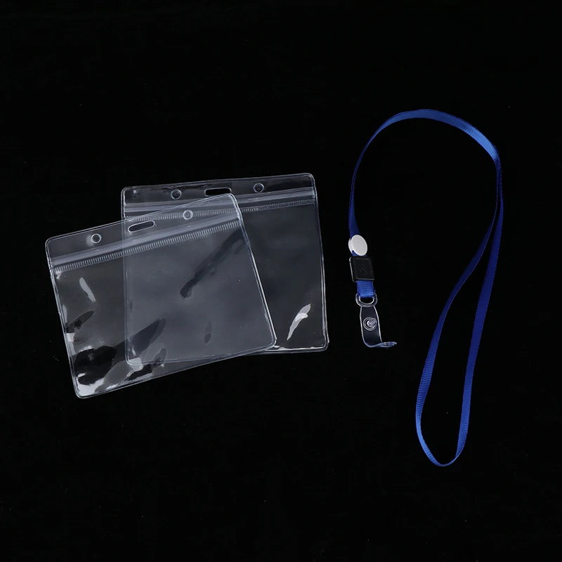 20Pcs Waterproof Sleeve Pouch With Sealing Strip Lanyards ID Badge Holder Plastic Protector Case Clear PVC Name Plate Card Bag