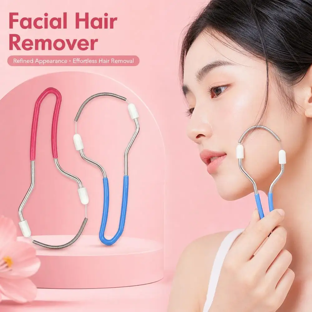 2Pcs Facial Hair Removal Tool Safe Painless Manual Spring Depilator Face Threading Epilator For Women Lip Chin Skin Care