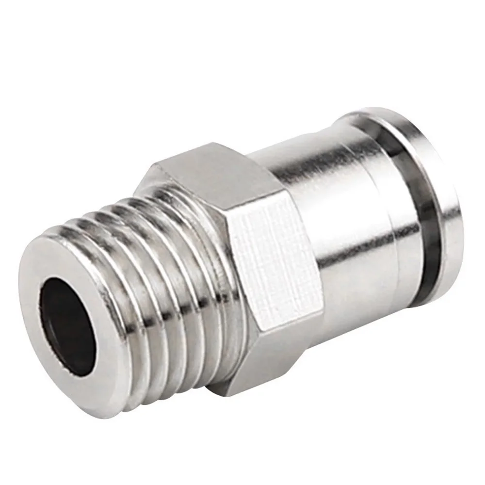 Pneumatic Quick Connector All Copper Nickel Plated Quick Plug External Thread 1/8 1/4 3/8 1/2 M5 Air Hose 4 6 8 10 12mm PC8-02