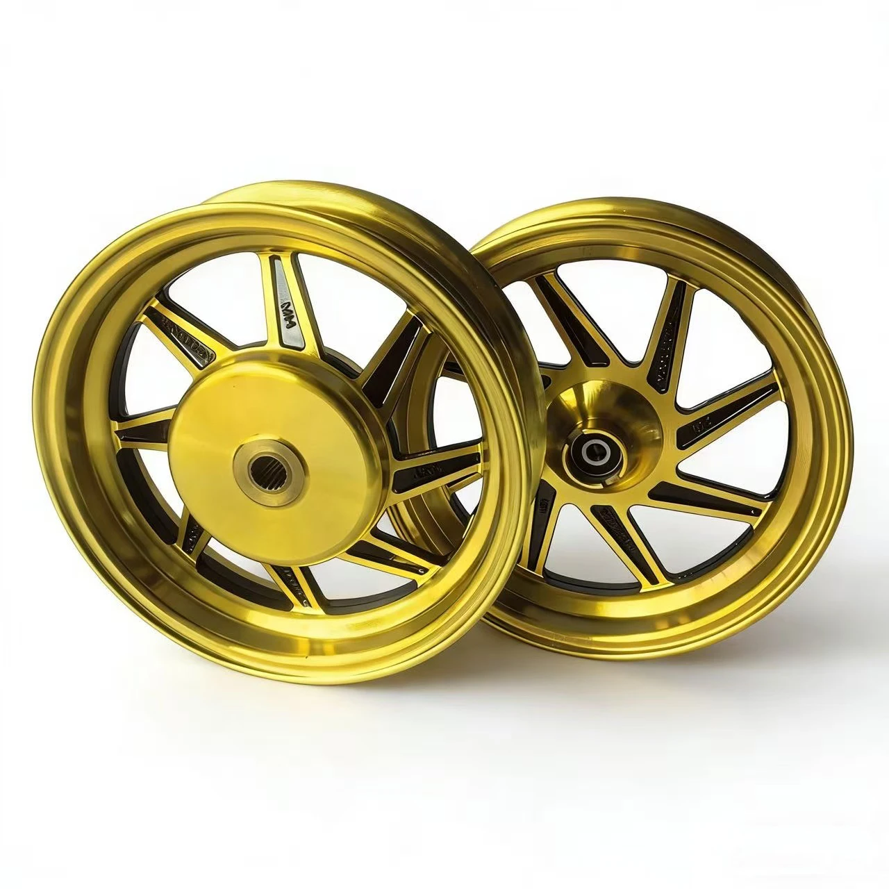 Motorcycle E-scooter 10*2.5J*57mm Hole Front + 18 teeth Rear Wheel 1 Set For Linhai Kuqi 100cc Ghost Fire RSZ GY6 125