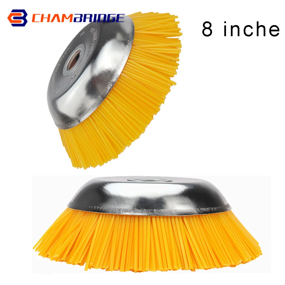 8-Inch Lawn Nylon Wire Wheel Weeder Rotating Accessory Weeding Cup Brush Garden Pruning Tool For Cleaning Weeds Metal Rust Remov